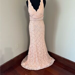 My Michelle Blush Lace Prom Dress